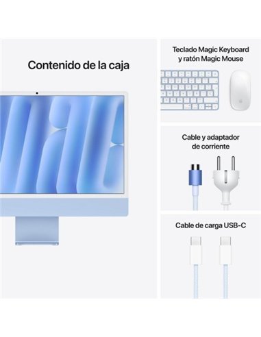 Apple iMac M4 10 Núcleos/ 24GB/ 512GB SSD/ GPU 10 Núcleos/ 24" Retina 4.5K Azul