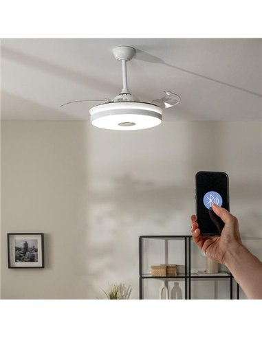 Cecotec EnergySilence Aero 4360 Invisible Sound Ventilador de Techo 35W LED 22W Bluetooth Aspas Retráctiles