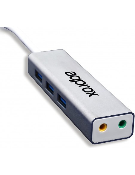 Approx Adaptador USB Sound Card + USB 3.0 HUB