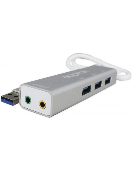 Approx Adaptador USB Sound Card + USB 3.0 HUB