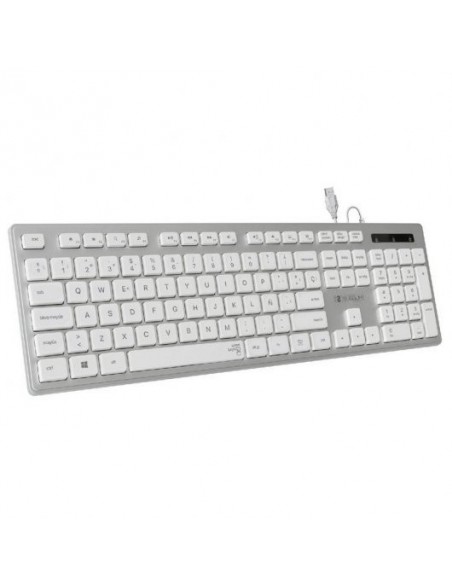 Subblim Ergo Silent Flat Teclado USB Blanco/Plata