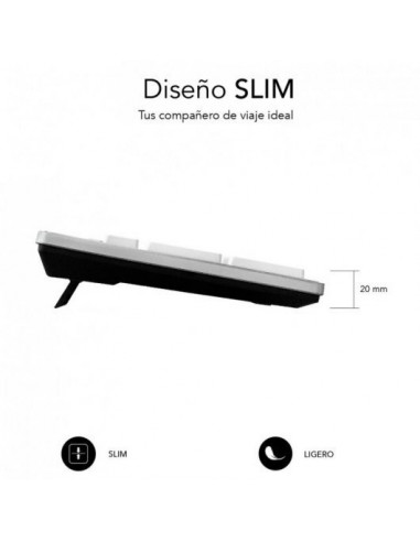 Subblim Ergo Silent Flat Teclado USB Blanco/Plata