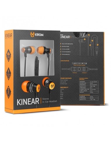 Krom Kinear Auriculares Gaming Intrauditivos Negro/Naranja