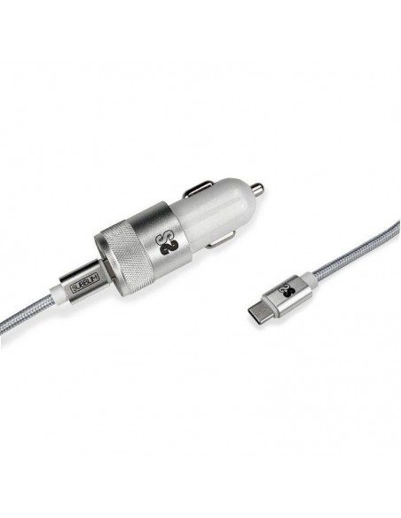 Subblim Cargador de Coche 2xUSB + Cable USB-C Plata