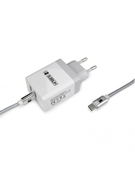 Subblim Cargador de Pared USB 2.4A + Cable USB-C Blanco