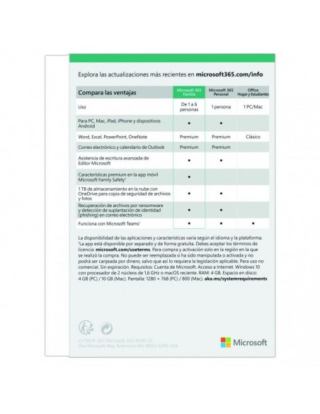 Microsoft 365 Familia 12 Meses 6 Usuarios