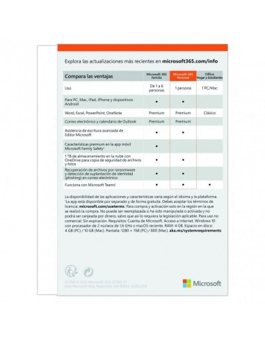 Microsoft 365 Personal 12 Meses 1 Usuario