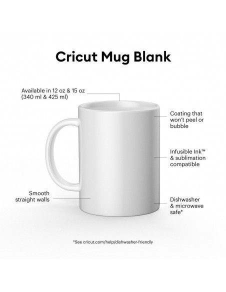 Cricut Pack 2 Tazas Cerámica 340ml / 12 oz Blancas Sublimación Infusible