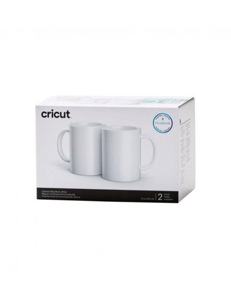 Cricut Pack 2 Tazas Cerámica 425 ml / 15 OZ Blancas Sublimación Infusible