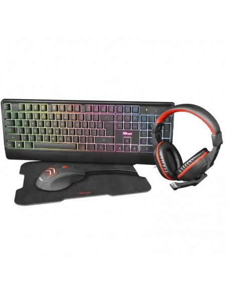 Trust Ziva Pack Gaming 4 en 1 Teclado + Ratón + Auriculares + Alfombrilla