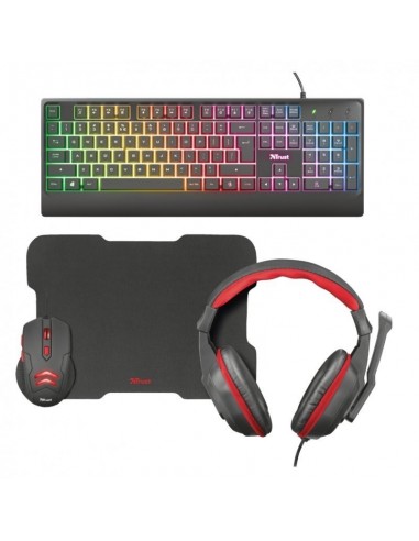Trust Ziva Pack Gaming 4 en 1 Teclado + Ratón + Auriculares + Alfombrilla
