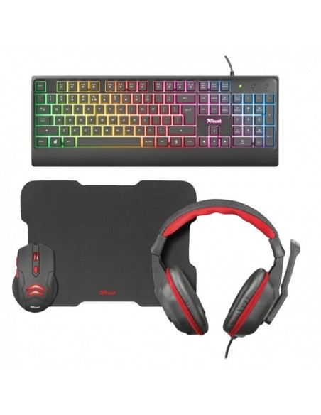 Trust Ziva Pack Gaming 4 en 1 Teclado + Ratón + Auriculares + Alfombrilla
