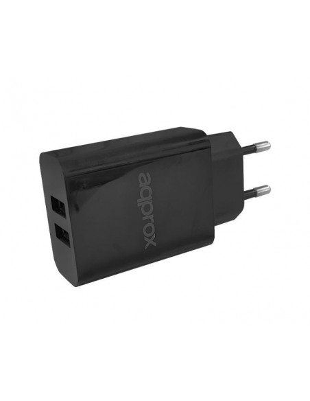 Approx APPUSBWALL24B Cargador Doble USB 12W Negro