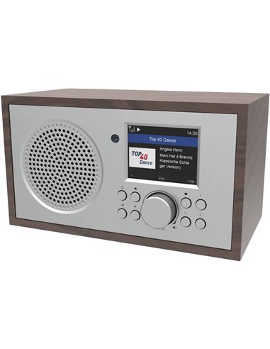Denver IR-135B Radio Internet WiFi con Reloj y Alarma Plata y Madera