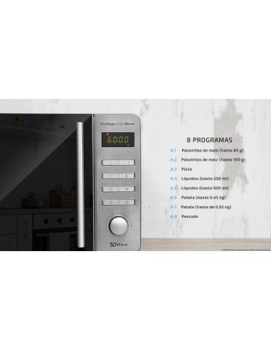 Cecotec ProClean 5120 Inox Microondas con Grill 20L 700W  Puerta Espejo