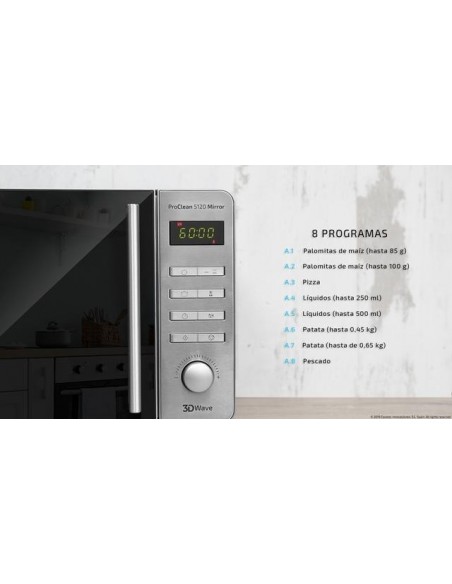 Cecotec ProClean 5120 Inox Microondas con Grill 20L 700W  Puerta Espejo