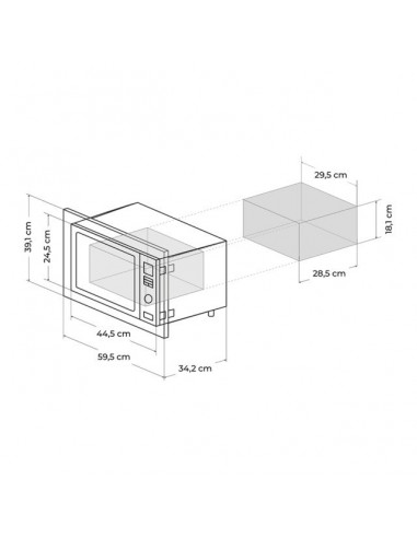 Cecotec GrandHeat 2000 Built-in SteelBlack Microondas Encastrable con Grill 20L 700W Negro