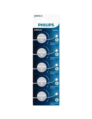 Philips CR2032P5/01B Pack de 5 Pilas de Botón Lithium 3V