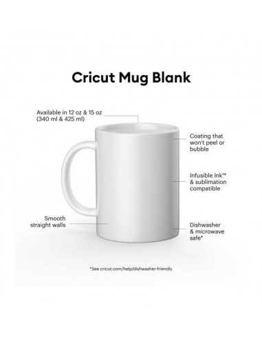 Cricut Pack 36 Tazas Cerámica 425ml / 15 OZ Blancas Sublimación Infusible