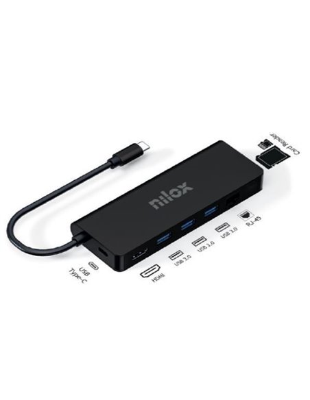 Nilox NXDSUSBC04 Dock Tipo-C 8 en 1 HDMI/4K